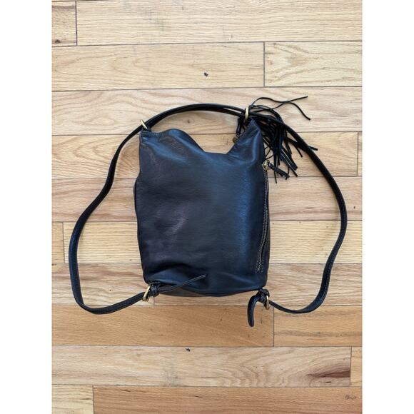 HOBO Merrin Convertible Pebble Leather Backpack Shoulder Bag Black - Picture 1 of 9